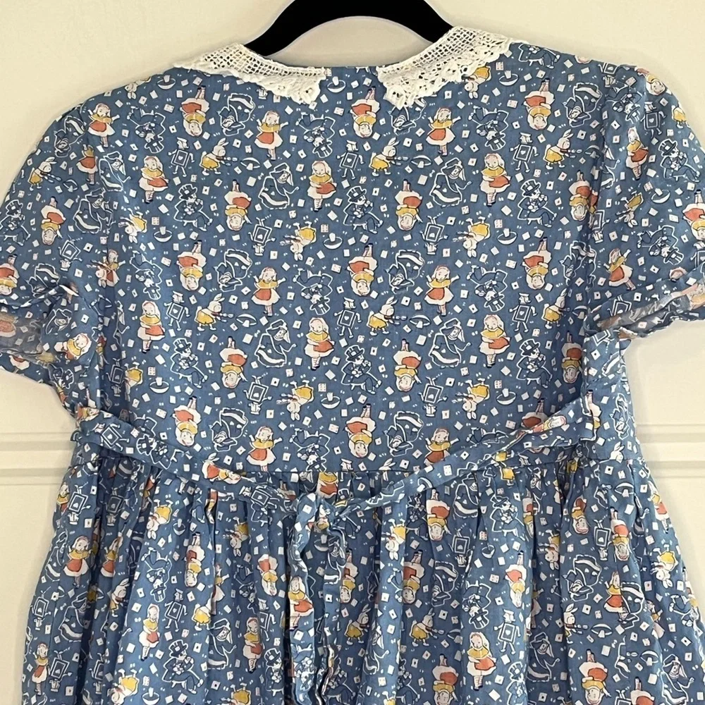 Handmade Vintage Girls 6-8 Prairie Alice in Wonderland Cottagecore Cotton Lace